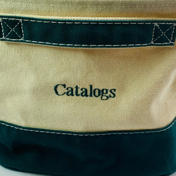 LL BEAN Canvas Catalog Storage Tote 100% Cotton Heavy Canvas 8" x 9.5" x 8” - Picture 2 of 14